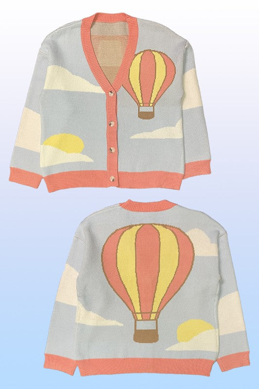 Hot air balloon knit cardigan